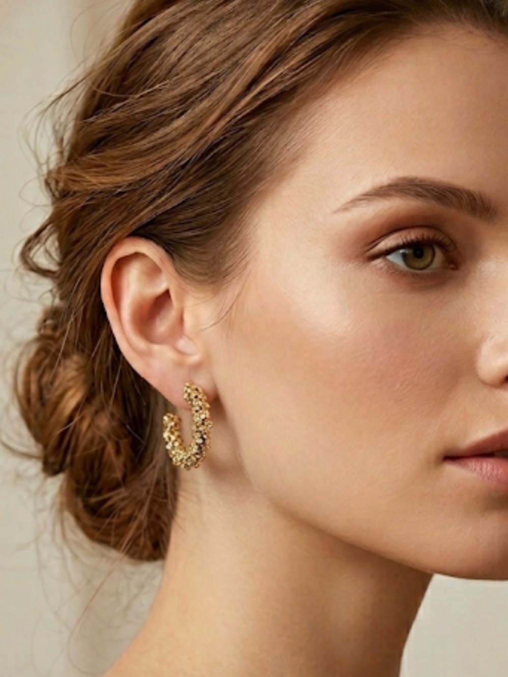 Dainty Gold Nugget Textured Hoop Earrings
